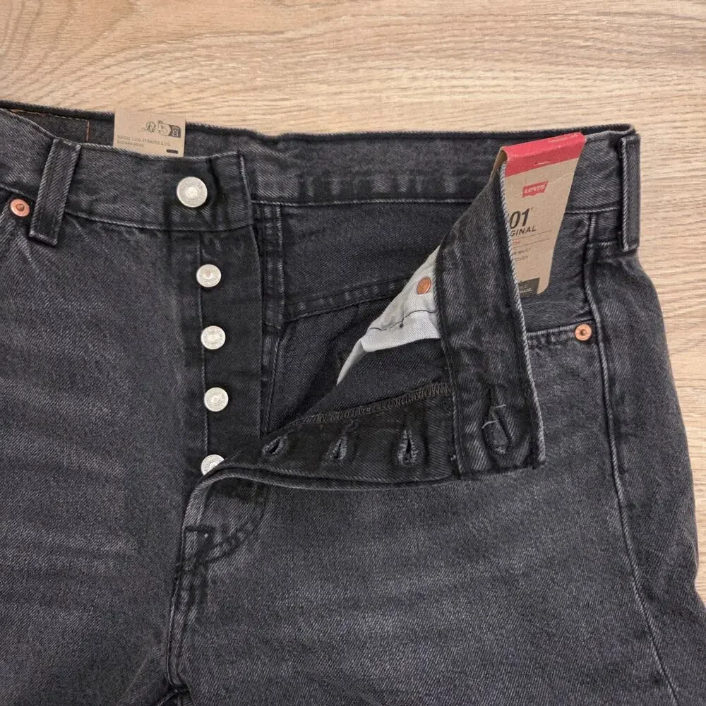 Levi’s 501 Original Fit Straight Leg Button Fly W34 x L32 Iconic Black Jeans - Picture 5 of 8